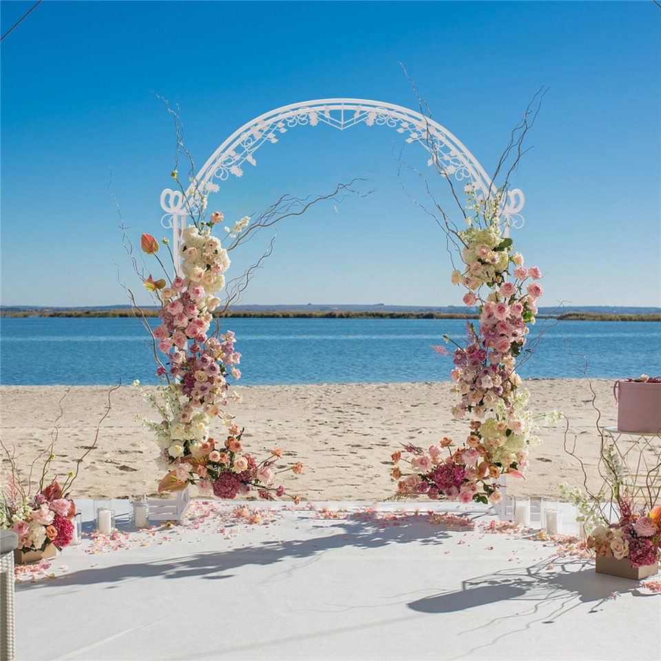 Fin Xl Decorative Double Rails Iron Arbor Garden Archway Trellis Metal Wedding view 3