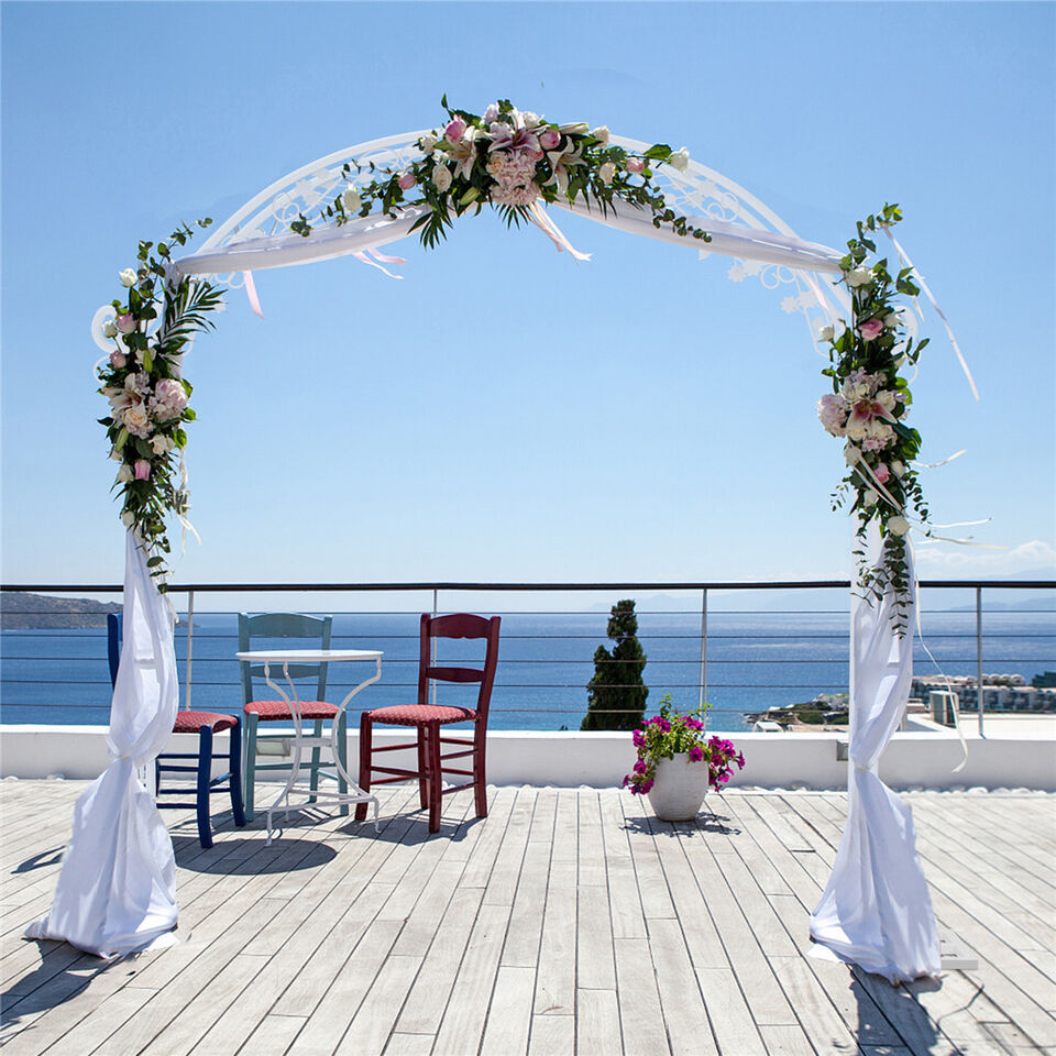 Fin Xl Decorative Double Rails Iron Arbor Garden Archway Trellis Metal Wedding view 6