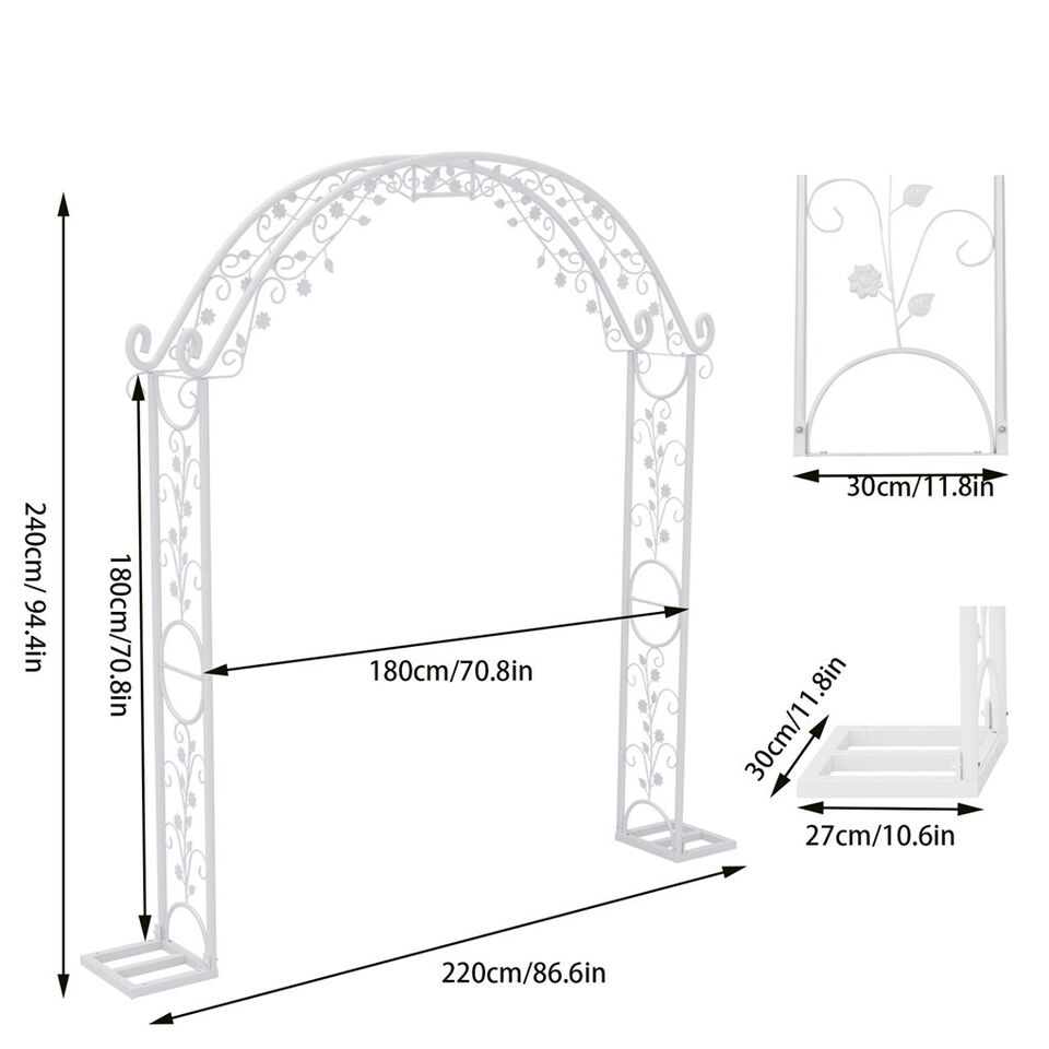 Fin Xl Decorative Double Rails Iron Arbor Garden Archway Trellis Metal Wedding view 7