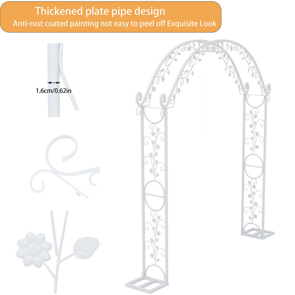 Fin Xl Decorative Double Rails Iron Arbor Garden Archway Trellis Metal Wedding view 9