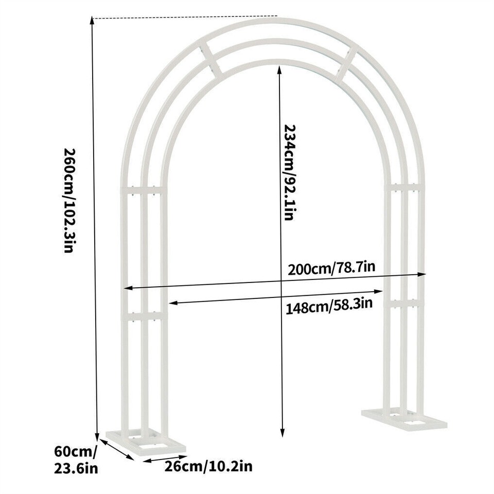 Heavy Strong Metal Wedding Arch Garden Arbor Floral Backdrop Stand Indoor Outdoor view 9