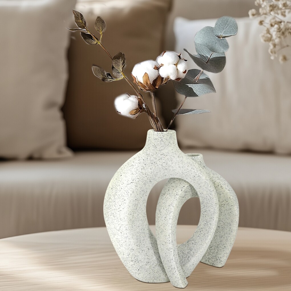 Set of 2 Nordic Boho Hollow Snuggle Vases Resin Flower Vases Living Room Decor view 6