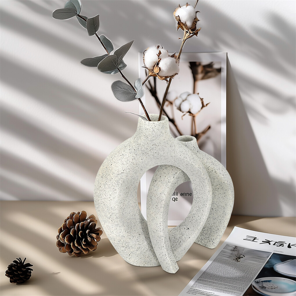 Set of 2 Nordic Boho Hollow Snuggle Vases Resin Flower Vases Living Room Decor view 7