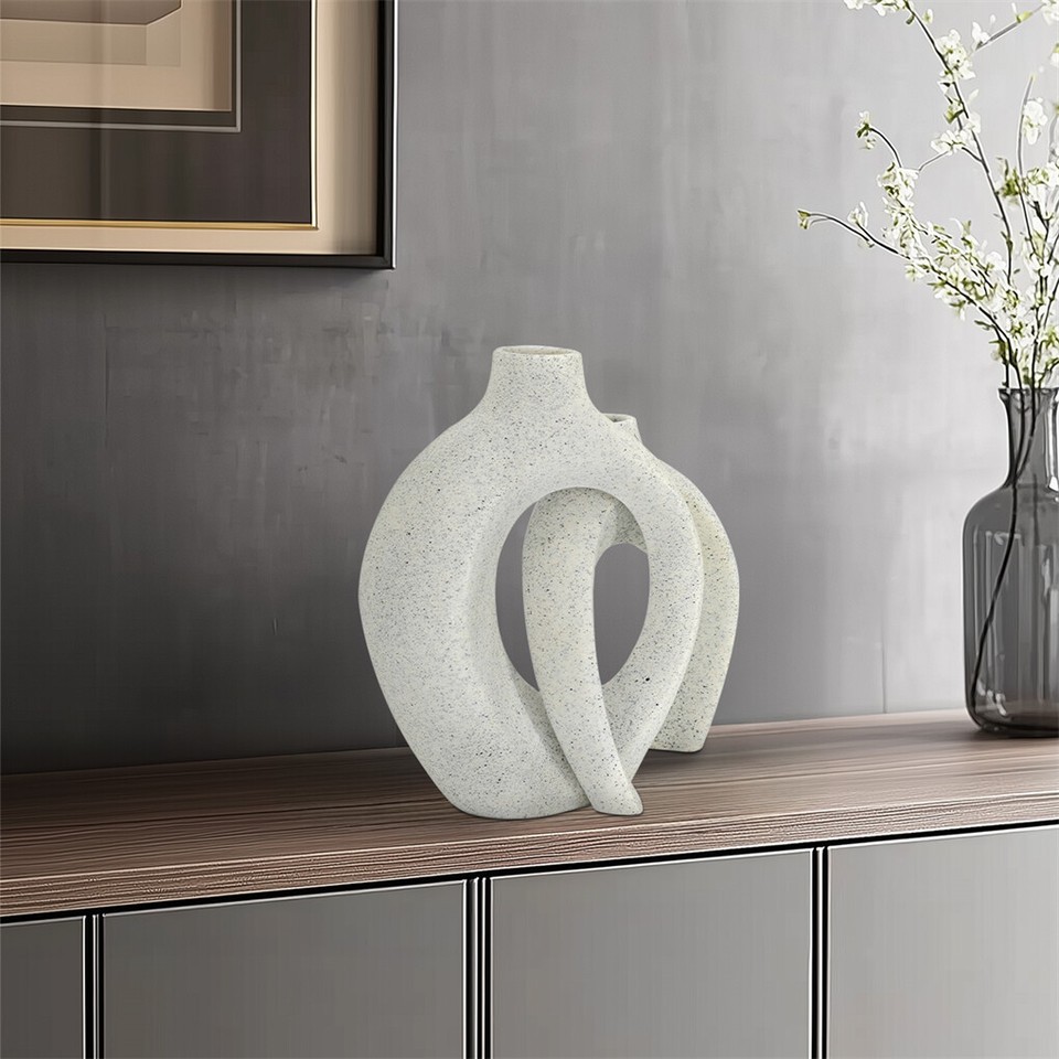 Set of 2 Nordic Boho Hollow Snuggle Vases Resin Flower Vases Living Room Decor view 10