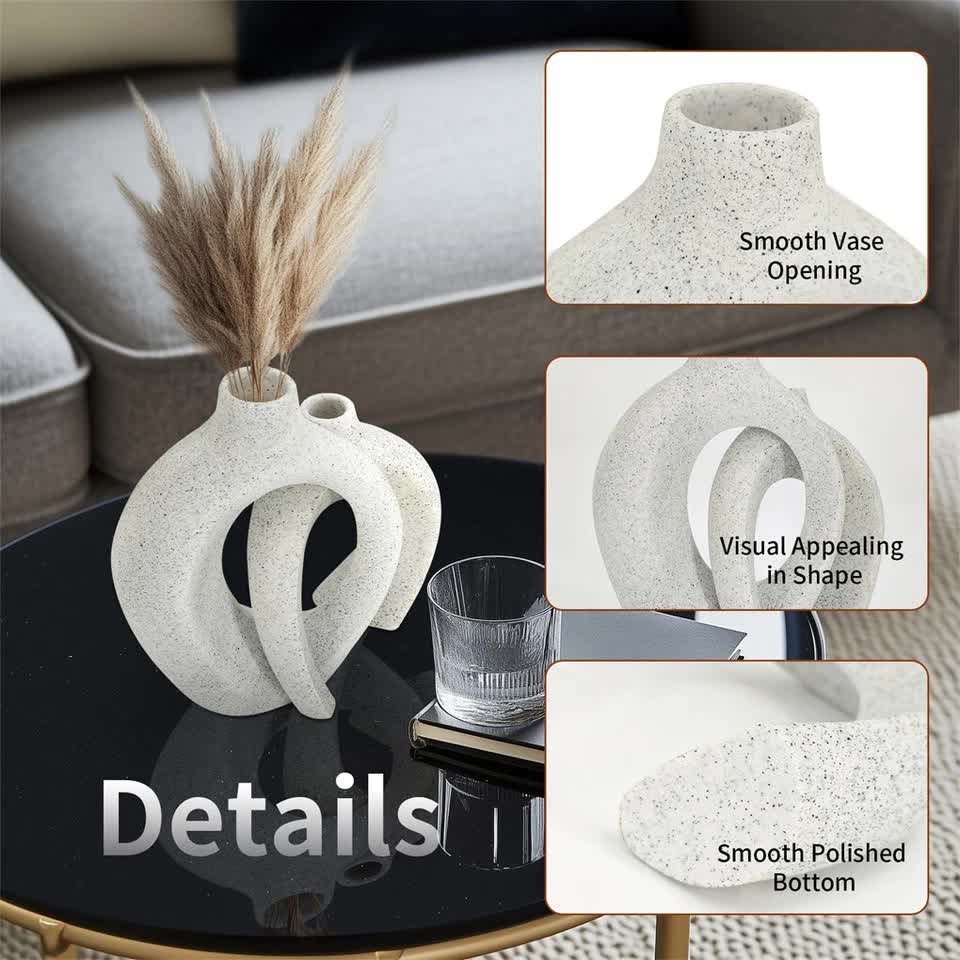 Set of 2 Nordic Boho Hollow Snuggle Vases Resin Flower Vases Living Room Decor view 11