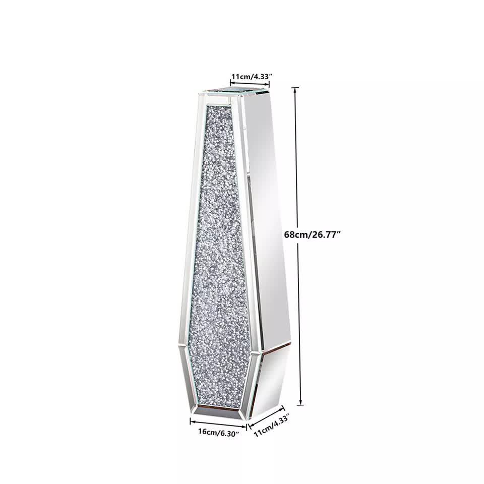 Silver Mirrored Floor Vase Luxury Diamond Flower Vase Living Room Home Office view 11