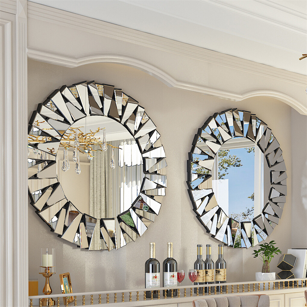 Silver Sunburst Round Wall Mirror view 2