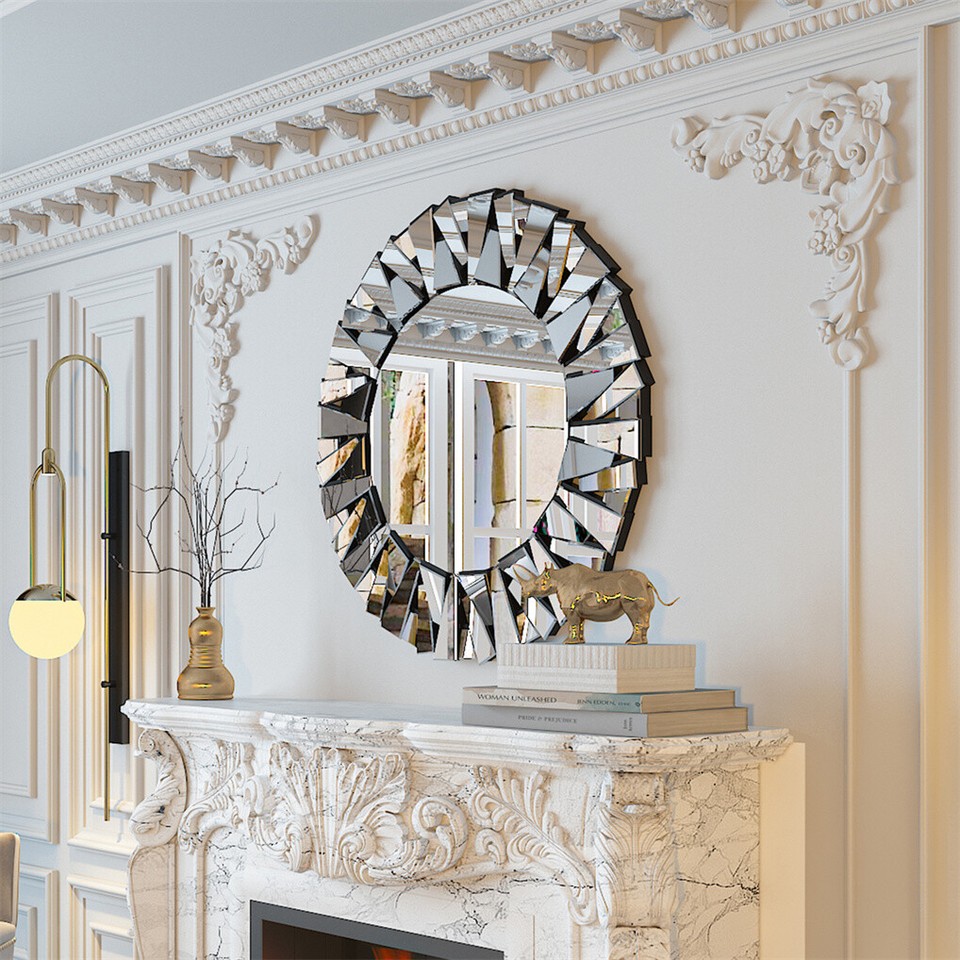 Silver Sunburst Round Wall Mirror view 4