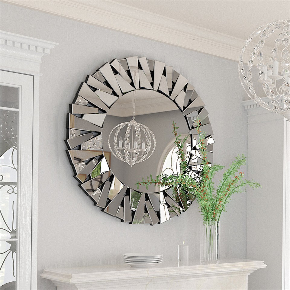 Silver Sunburst Round Wall Mirror view 6