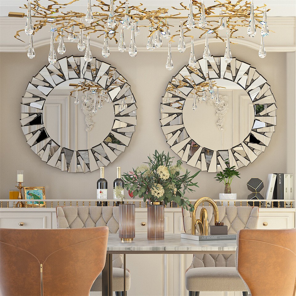 Silver Sunburst Round Wall Mirror view 7