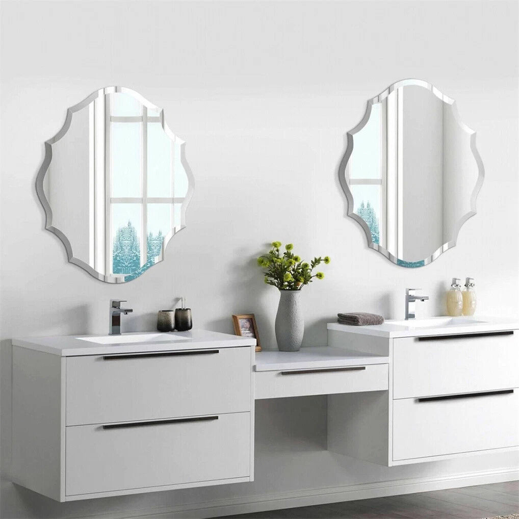 Beveled Silver Oval Wall Mirror Versatile Frameless Design for Vertical or view 3