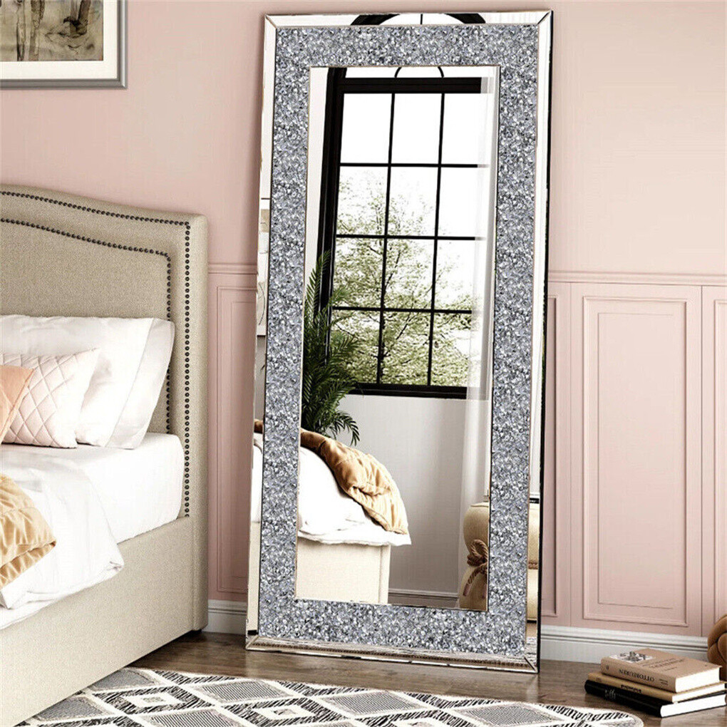 Xxxl Large Gorgeous Diamond Wall Mirror Crushed Crystal Long Full Length Mirror view 3