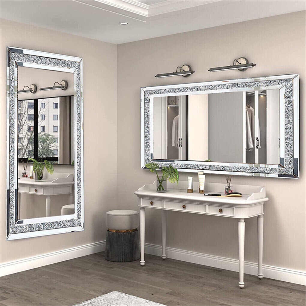 Xxxl Large Gorgeous Diamond Wall Mirror Crushed Crystal Long Full Length Mirror view 4