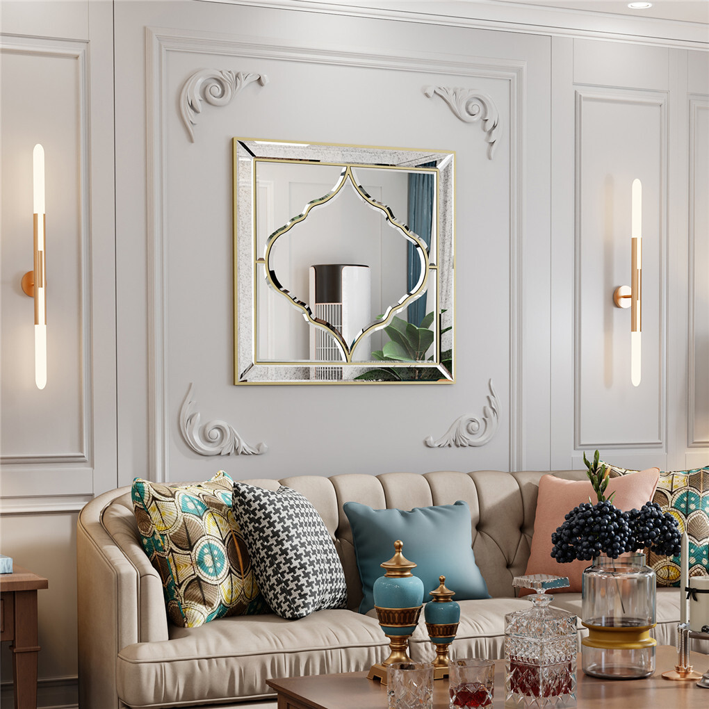 High-grade Unique Decorative Accent Mirror Elegant Square Wall Silver HD Mirror view 2