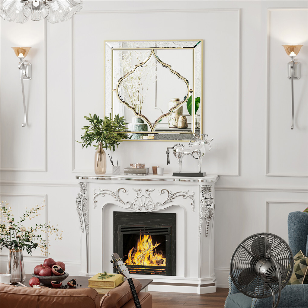 High-grade Unique Decorative Accent Mirror Elegant Square Wall Silver HD Mirror view 5