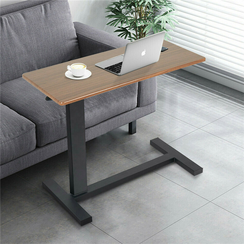 Non Tilt Top Overbed Bedside Table with Auto-Touch Adjustable Height Wheels view 2