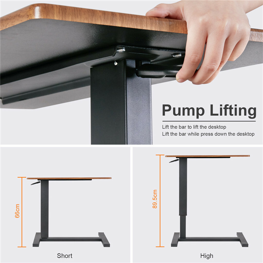 Non Tilt Top Overbed Bedside Table with Auto-Touch Adjustable Height Wheels view 4