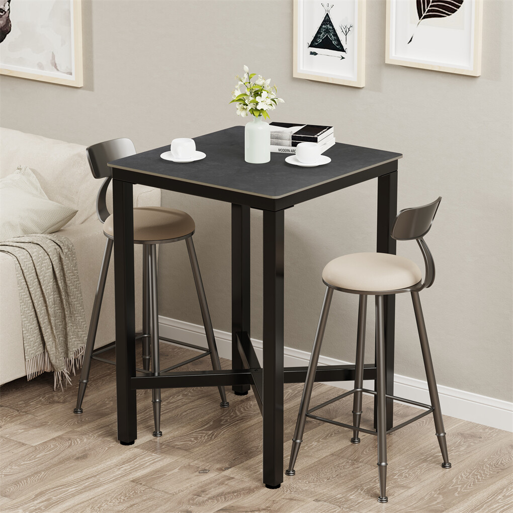 Tall Square Sintered Stone Bar Table view 2