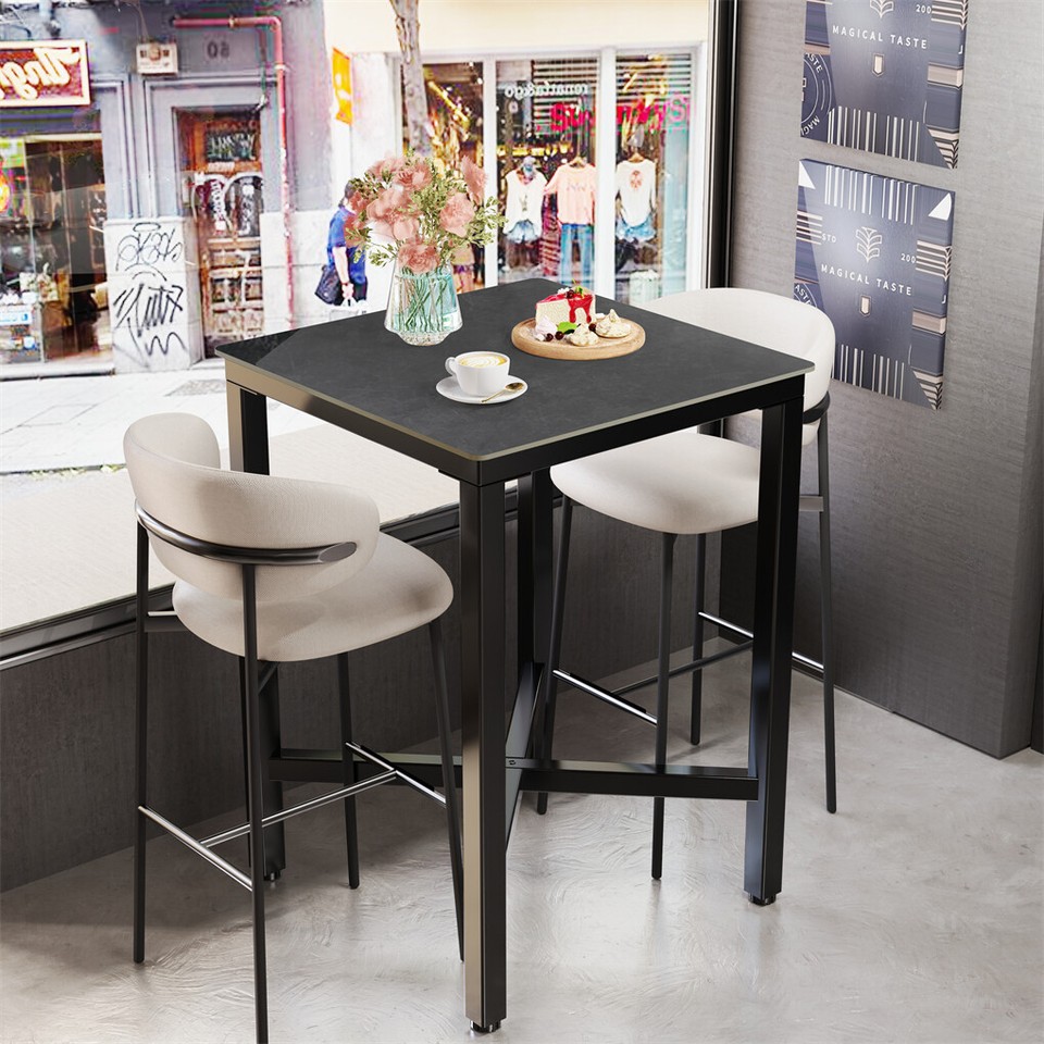 Tall Square Sintered Stone Bar Table view 3