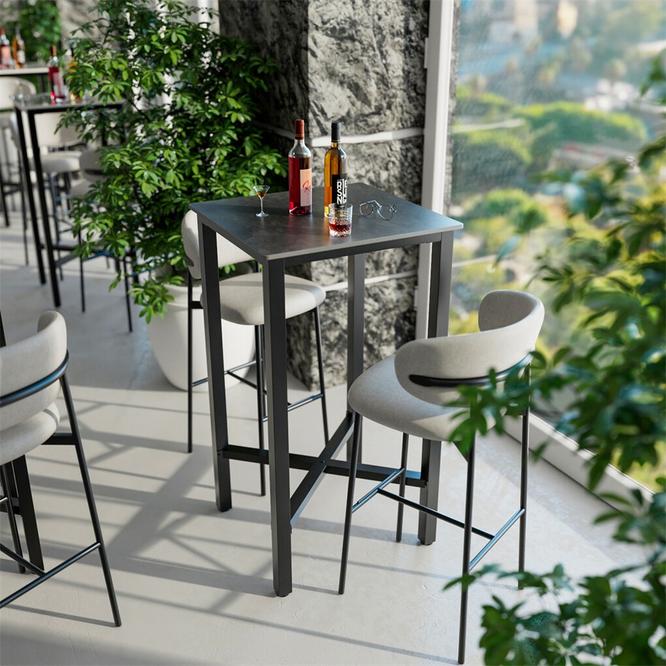 Tall Square Sintered Stone Bar Table view 4