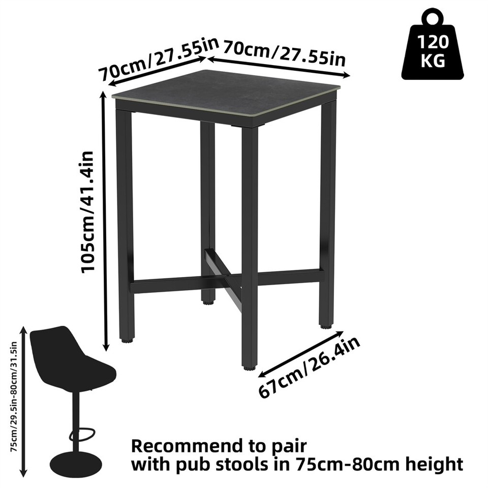 Tall Square Sintered Stone Bar Table view 5