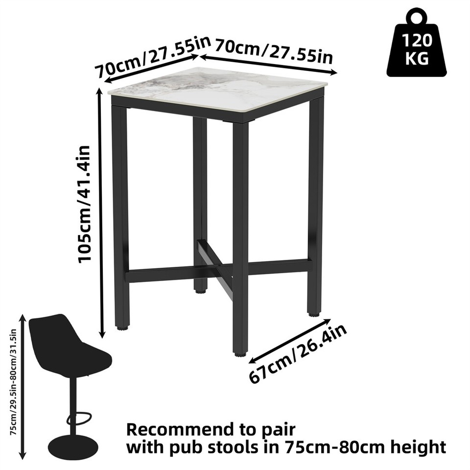 Tall Square Sintered Stone Bar Table view 2