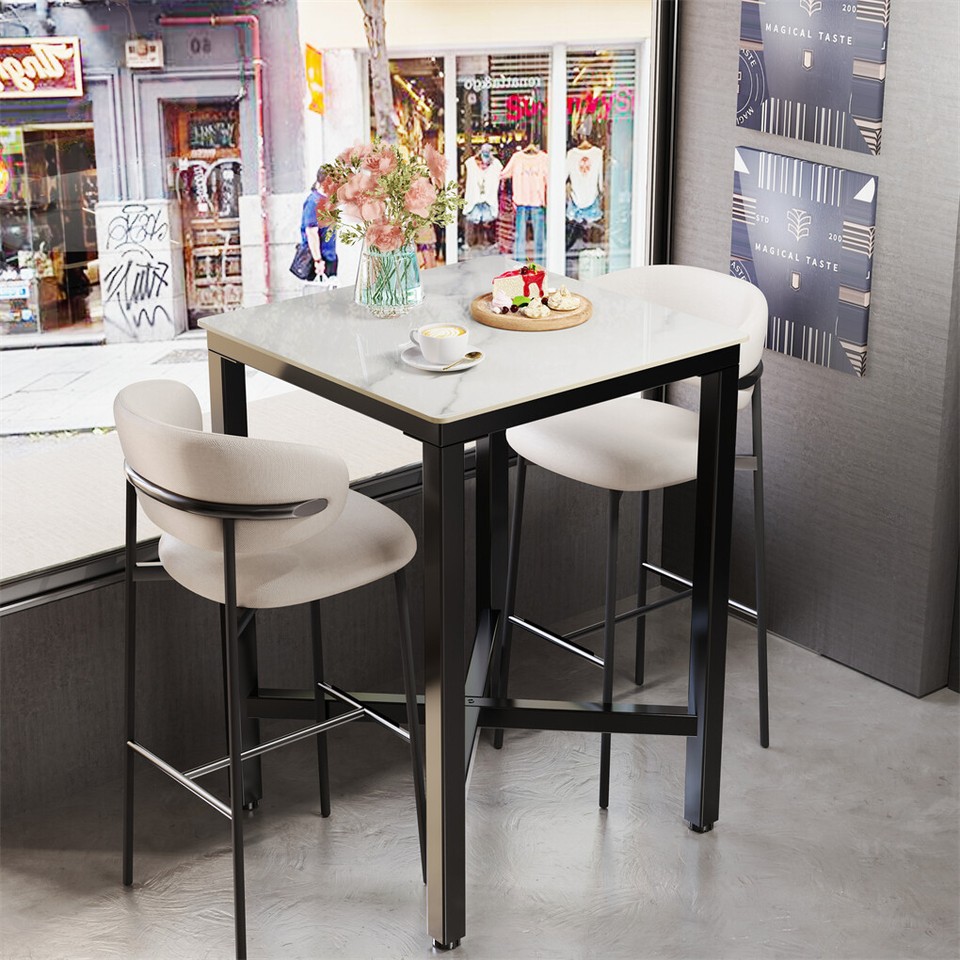 Tall Square Sintered Stone Bar Table view 3