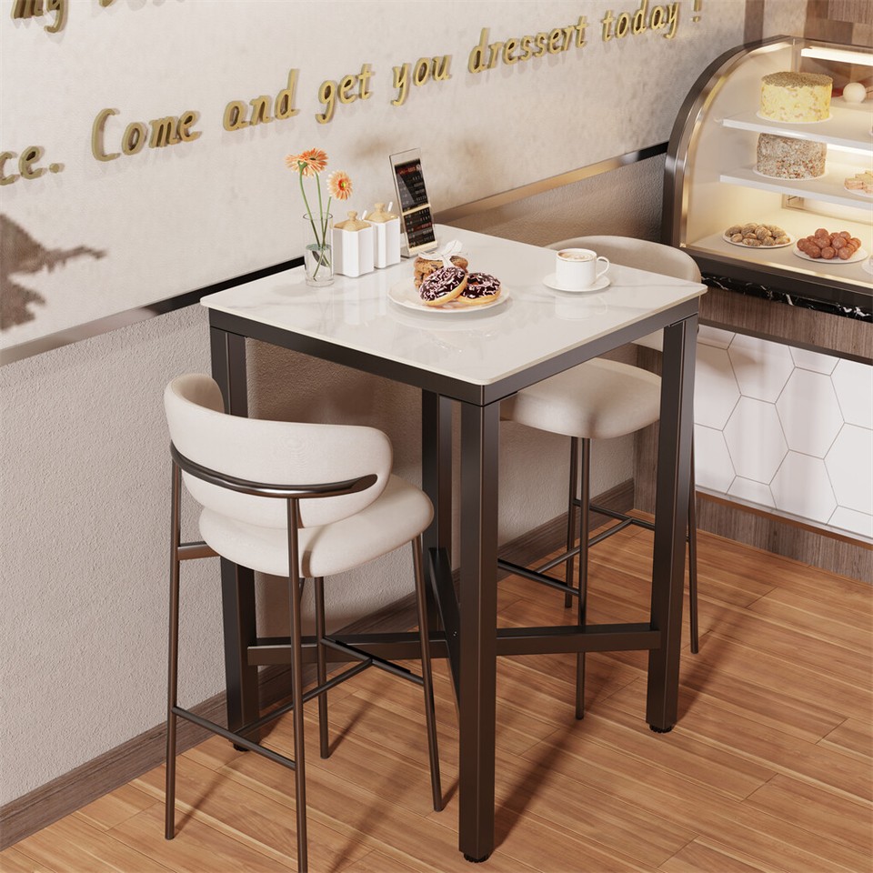 Tall Square Sintered Stone Bar Table view 4