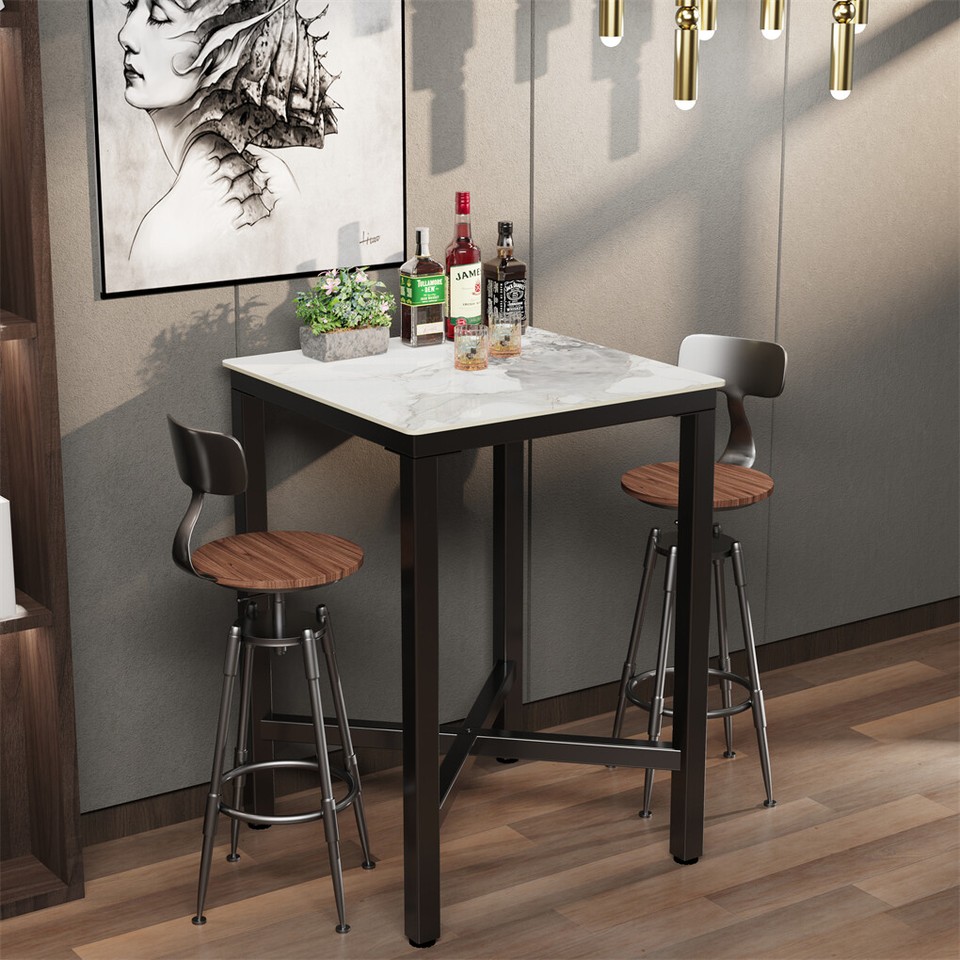 Tall Square Sintered Stone Bar Table view 5