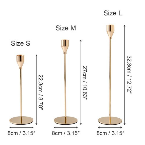 Set of 3 Decorative Candlestick Holder- Gold view 3