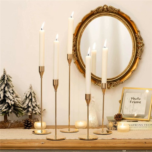 Set of 3 Decorative Candlestick Holder- Gold view 4