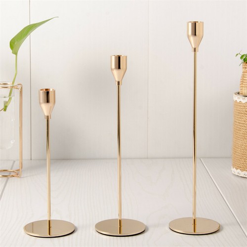 Set of 3 Decorative Candlestick Holder- Gold view 5