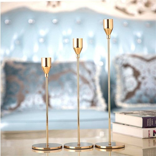 Set of 3 Decorative Candlestick Holder- Gold view 8