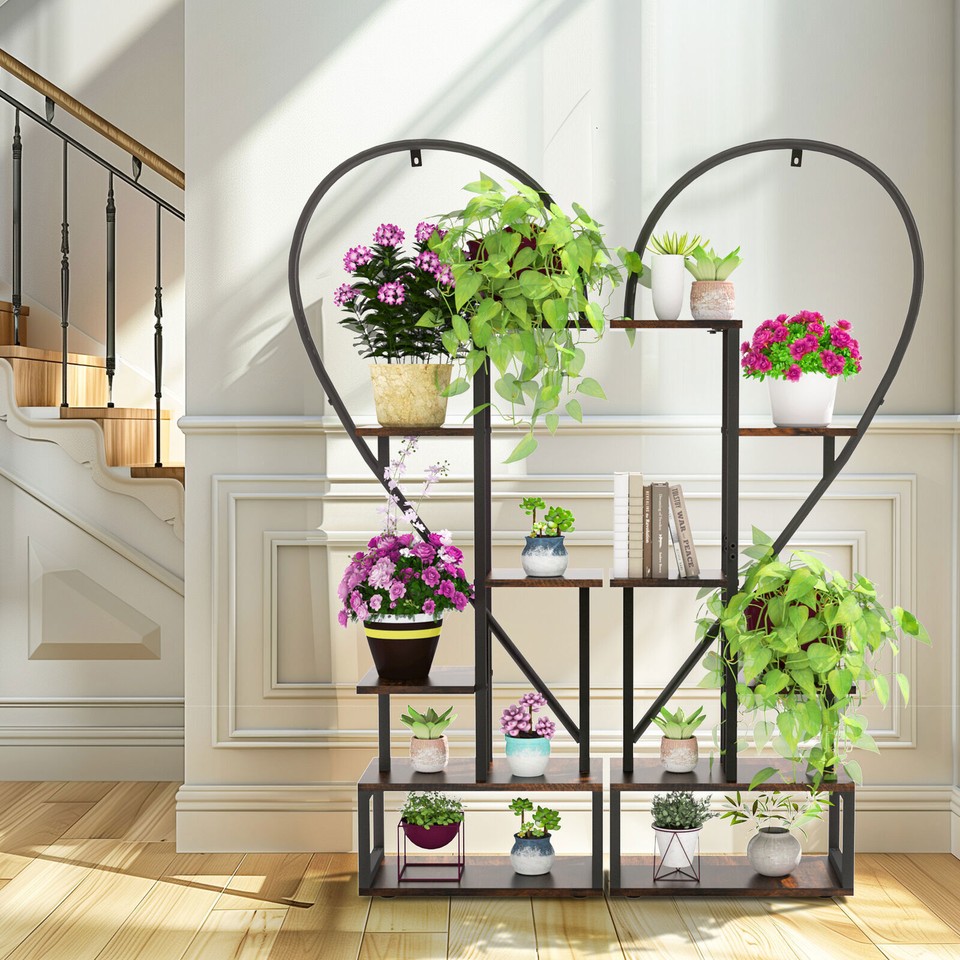 Fin Merge/Separate Metal Plant Stand Heart Shape Ladder Book Shelf For Indoor view 8