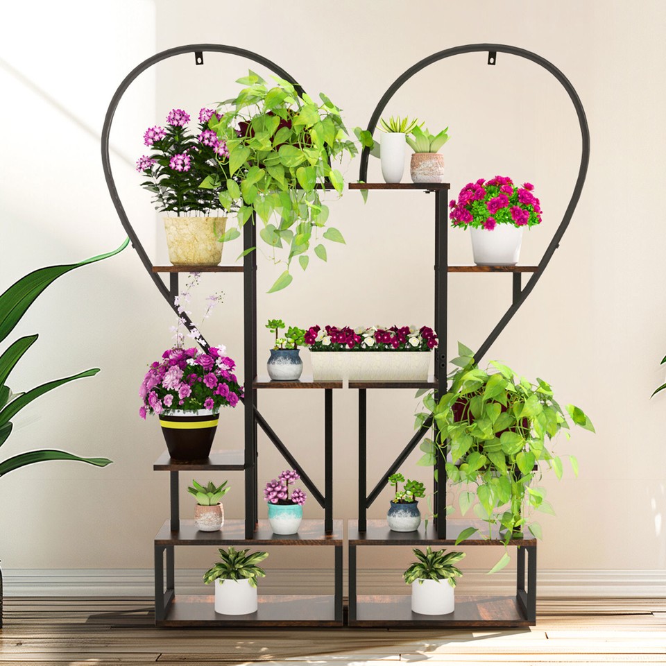 Fin Merge/Separate Metal Plant Stand Heart Shape Ladder Book Shelf For Indoor view 9