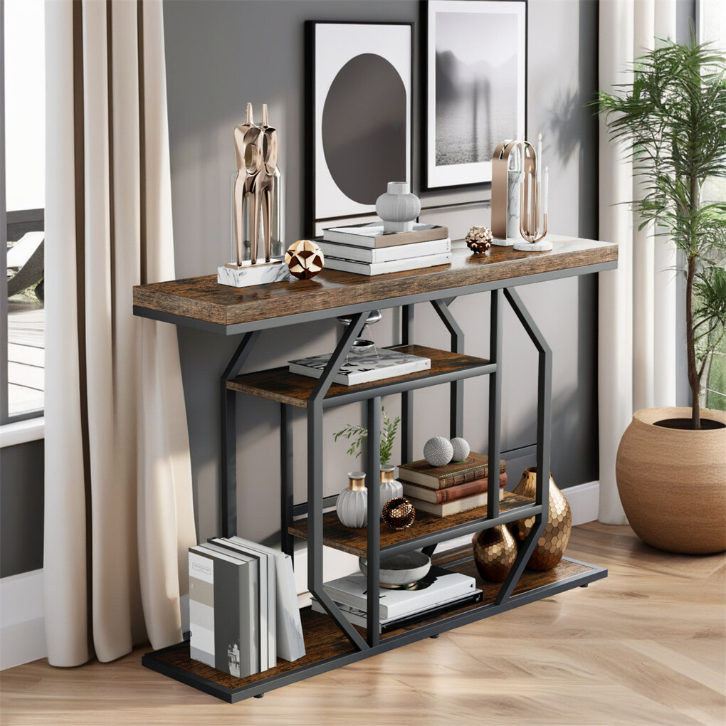 4-Tier Large Vintage Console Table Ultra Long Entryway Sofa Storage Table Hallwa view 5