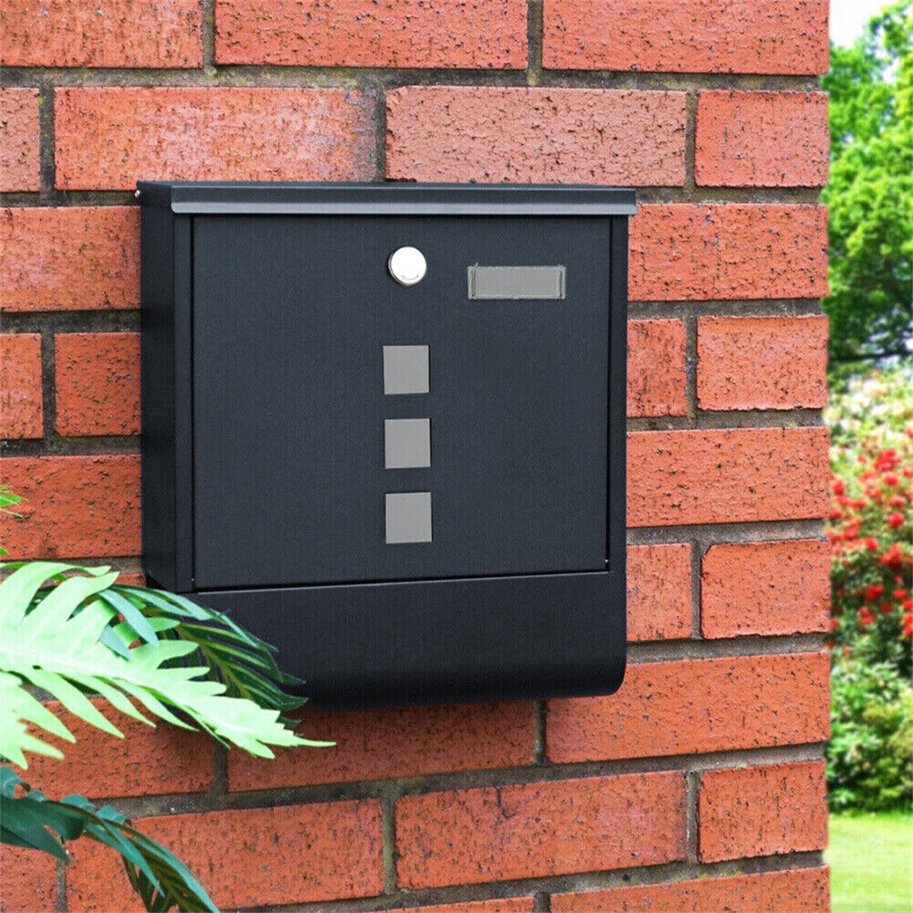 Lockable Mailbox Wall Mounted Mail Letter Post Box with Newspaper Holder Rack view 3