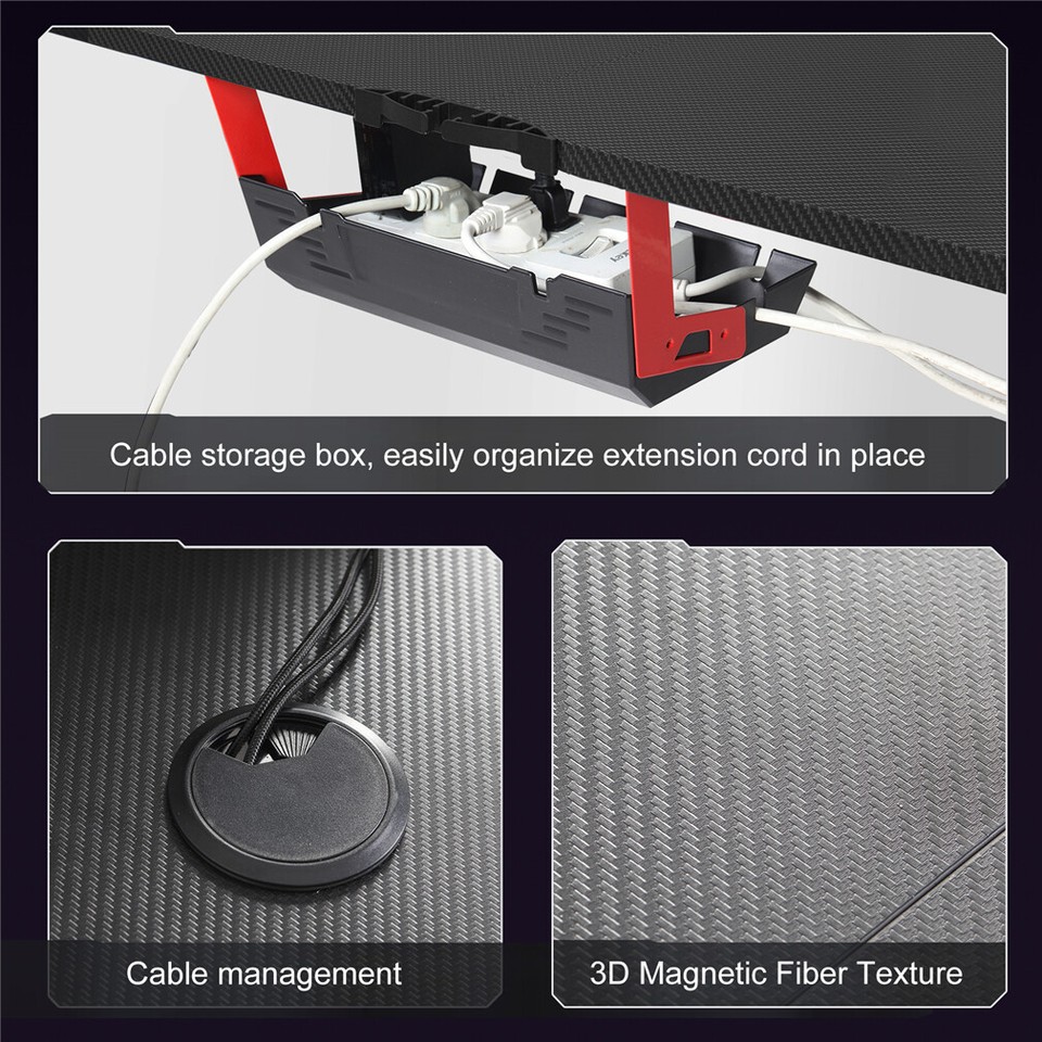 Multi-Style Pro Gaming Desk RGB LED L-Shaped PC Computer Studio Gamer Table view 9