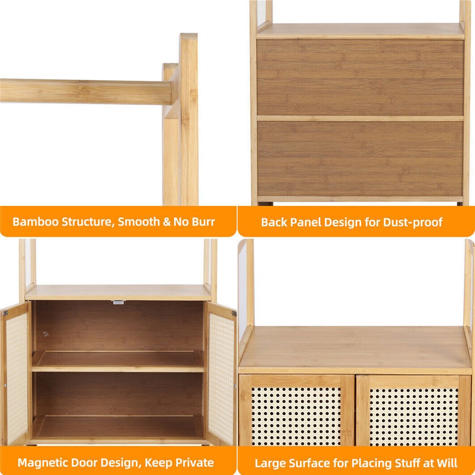 High Strength Bamboo Clothing Rack Closet Organizer Storage Cabinet & Shoe Shelf view 10