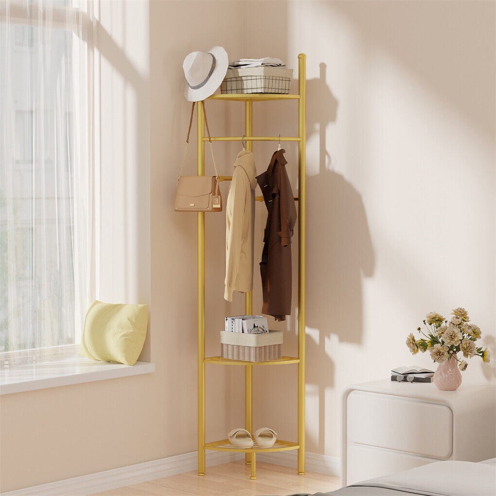 Fin Heavy Duty Clothes Stand Space-Saving Corner Coat Hat Shoes Rack Bedroom view 6
