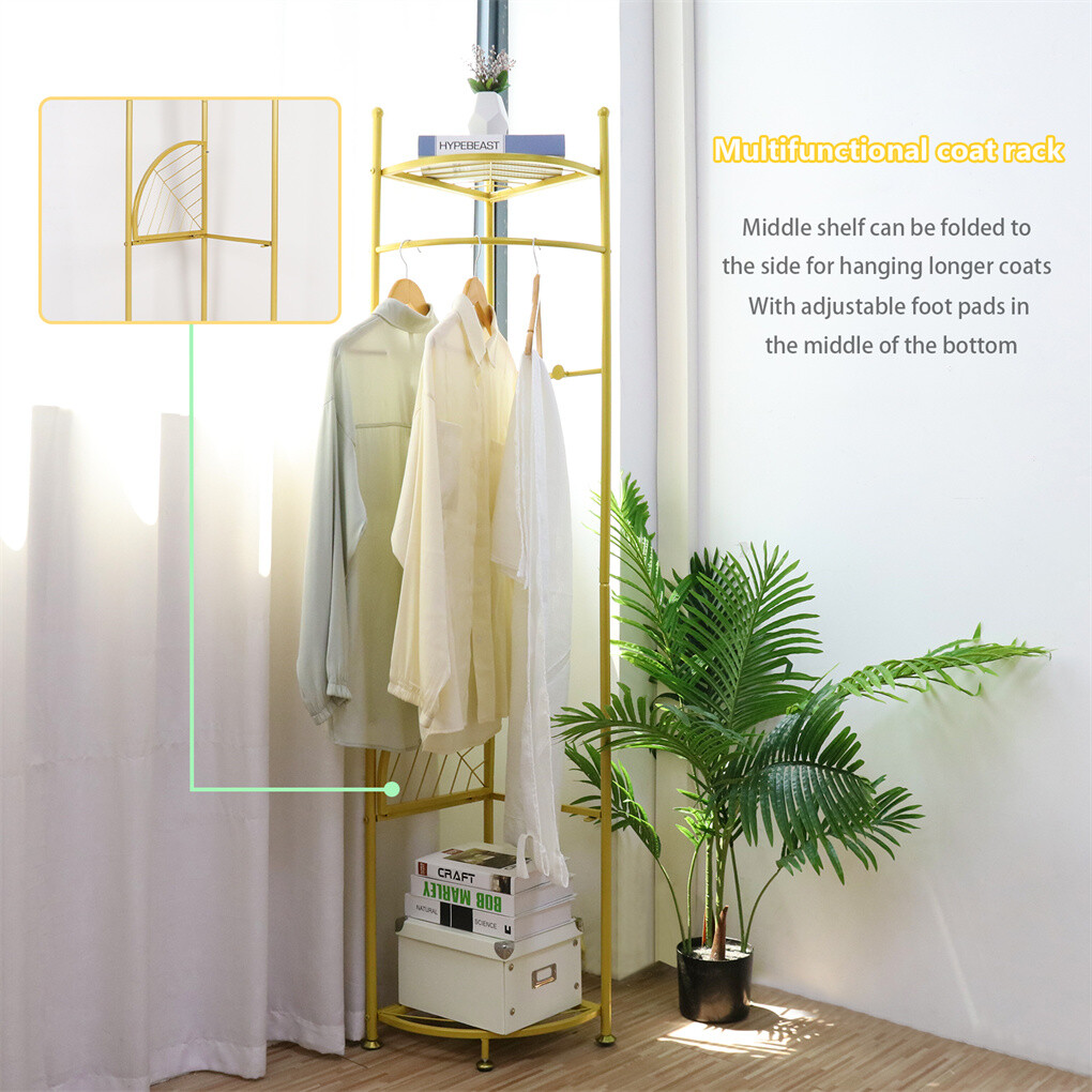 Fin Heavy Duty Clothes Stand Space-Saving Corner Coat Hat Shoes Rack Bedroom view 7
