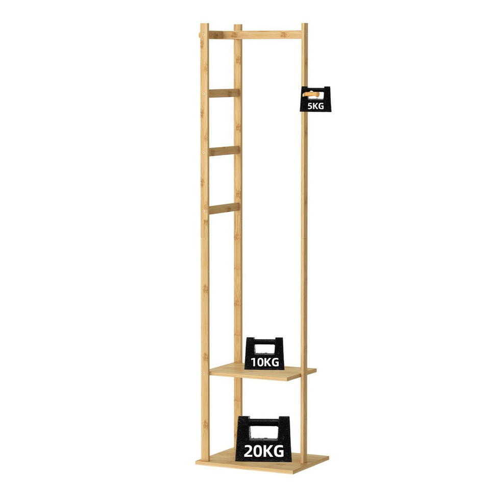 Versatile Strong Bamboo Clothes Hanger Rod Stand Scarf Hat Holder Storage Shelf view 9