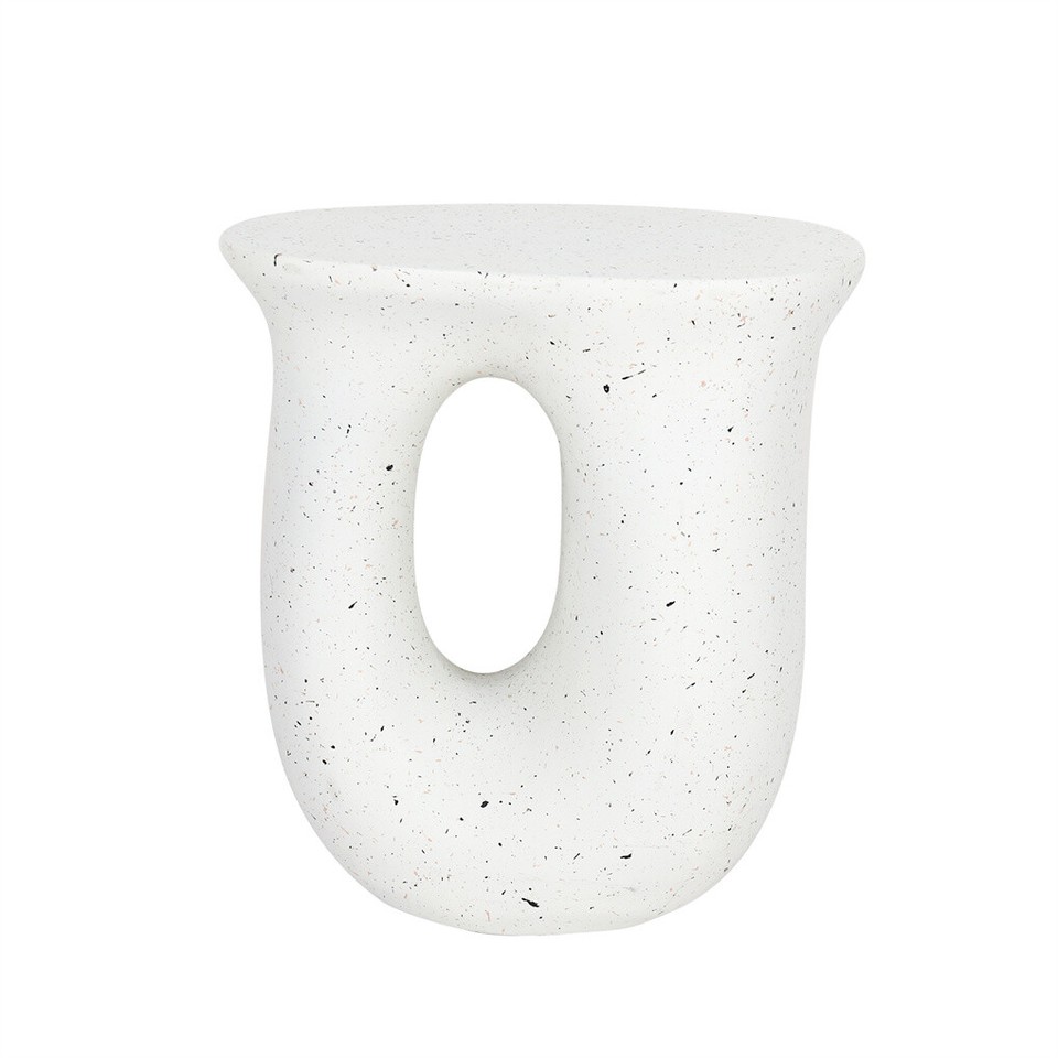 U-Shaped Terrazzo Concrete Outdoor Stool
