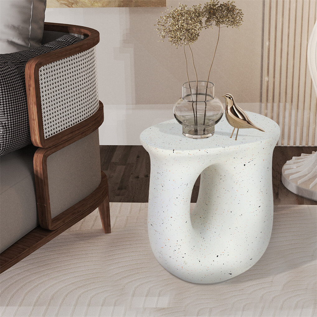 U-Shaped Terrazzo Concrete Outdoor Stool view 2