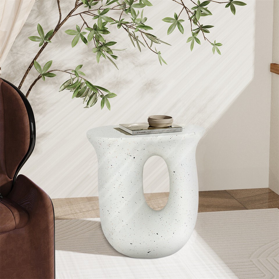 U-Shaped Terrazzo Concrete Outdoor Stool view 3