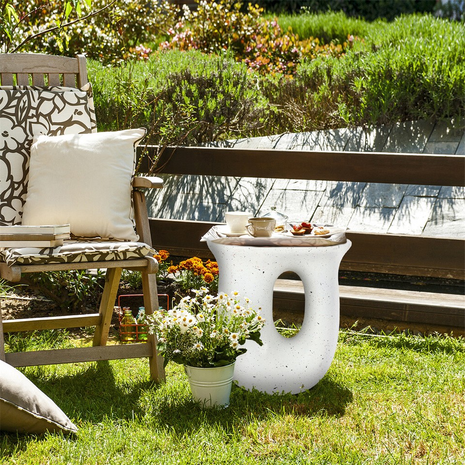 U-Shaped Terrazzo Concrete Outdoor Stool view 4