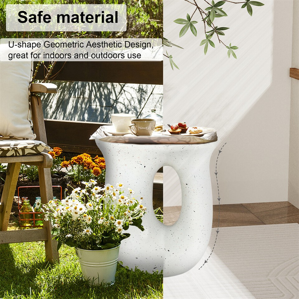 U-Shaped Terrazzo Concrete Outdoor Stool view 5