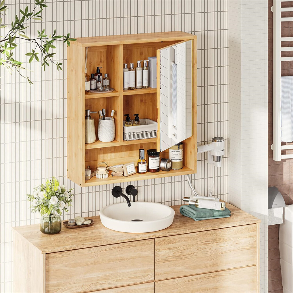 Xl Bathroom Wall Mirror Medicine Cabinet With Single Door And Adjustable Shelves view 3