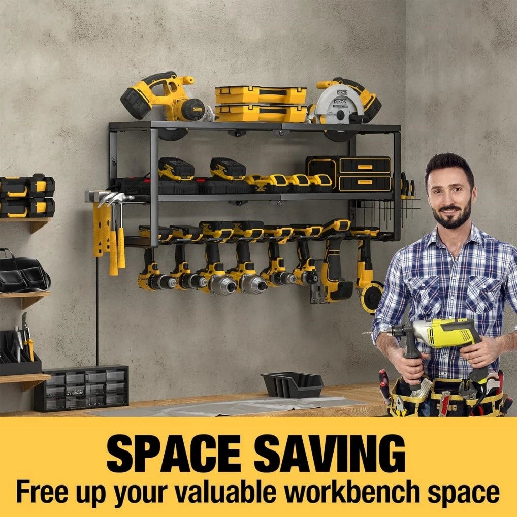 P&P Heavy Duty Power Tool Organizer with 7 Drill Holders Wall Mounted Garage view 4