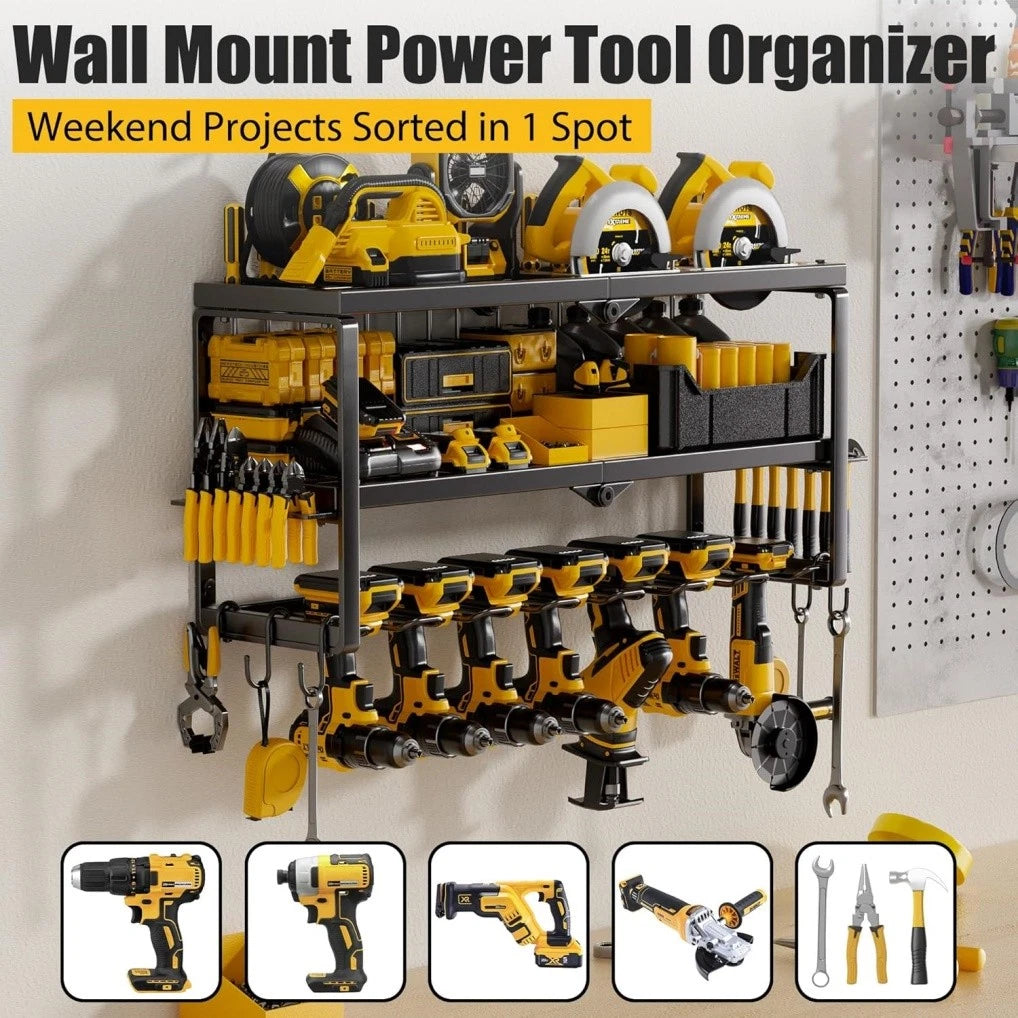 P&P Heavy Duty Power Tool Organizer with 7 Drill Holders Wall Mounted Garage view 5